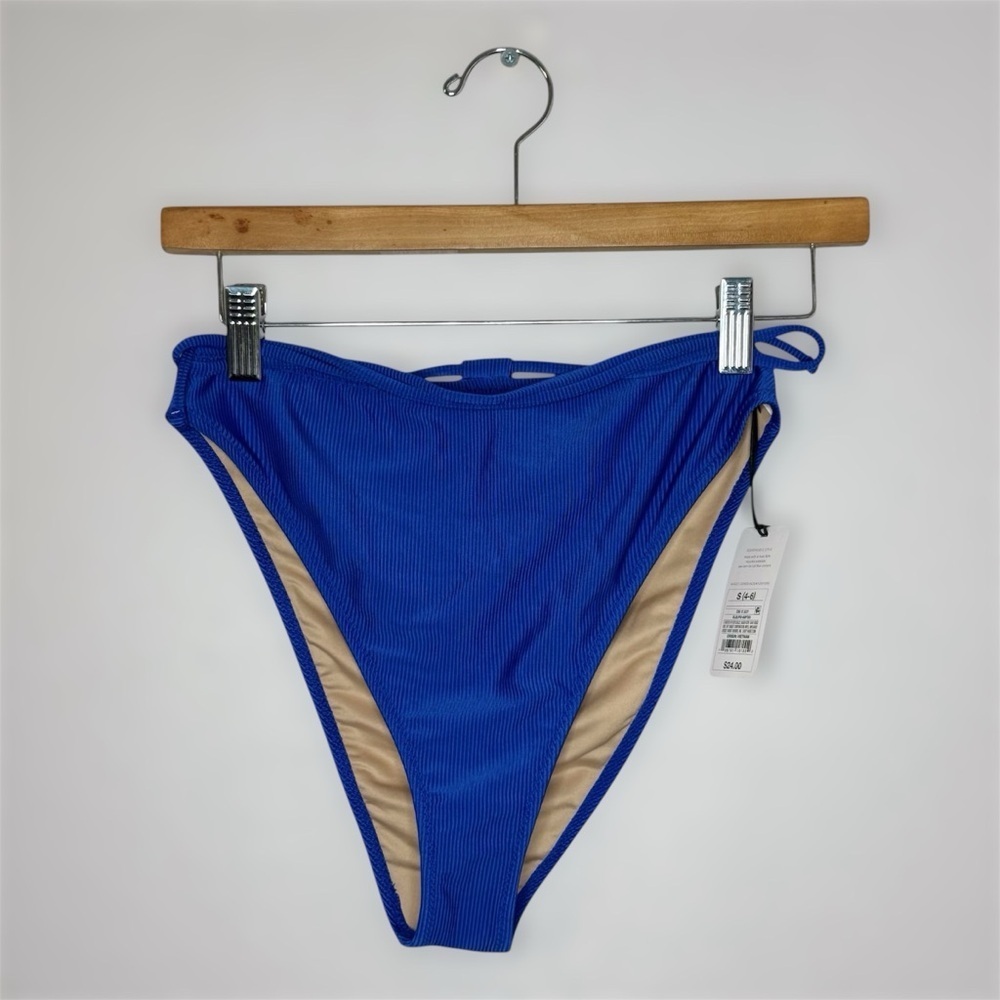 New Shade & Shore Royal Blue Bikini Bottom Small High Waist Extra High LegCheeky